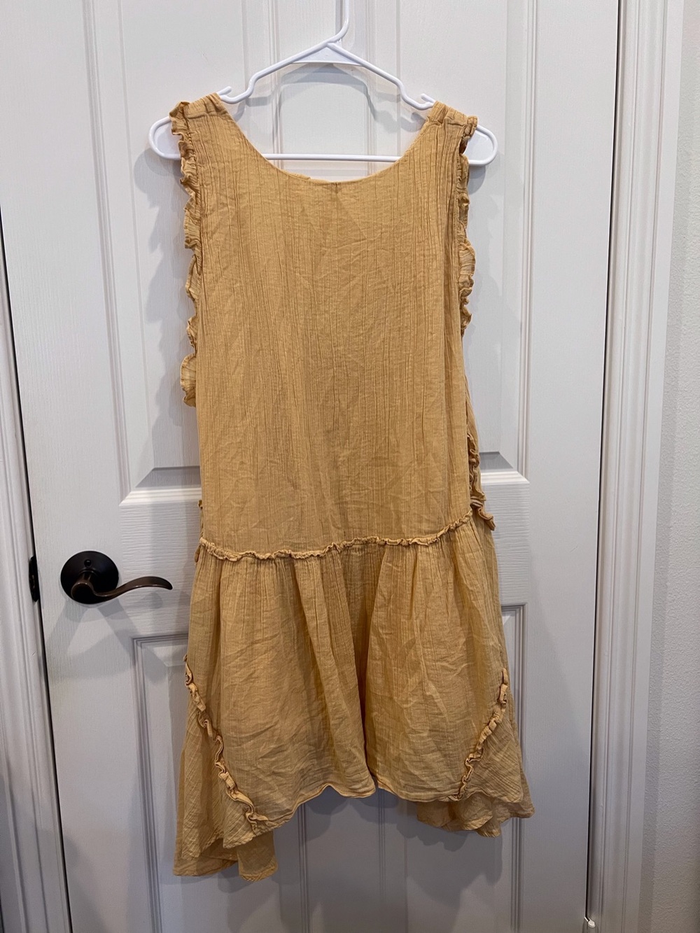 Free People Mustard Ruffle Trim Sleeveless Dress